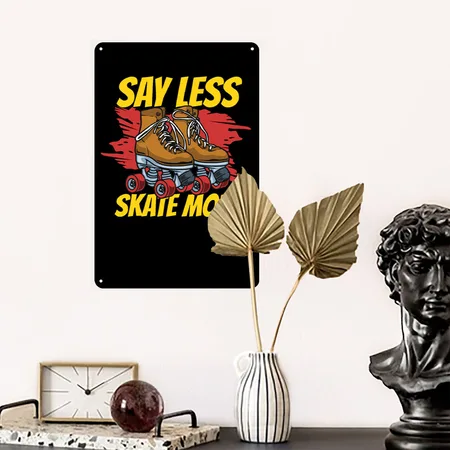 Skater Roller Skates Roller Skating Inline Skaters Black Metal Poster Wall Art Decor Sign