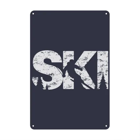 Ski Cool Skiing Style Alpine Skier Gift Women Men Navy/heather Gray Metal Poster Wall Art Decor Sign