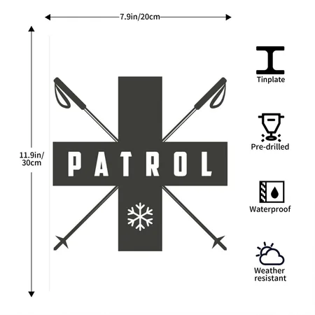SKI PATROL White Metal Poster Wall Art Decor Sign