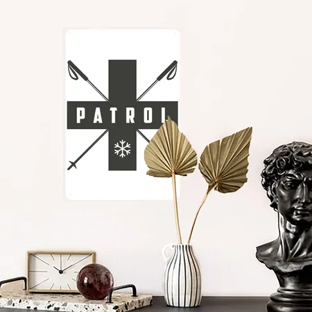SKI PATROL White Metal Poster Wall Art Decor Sign