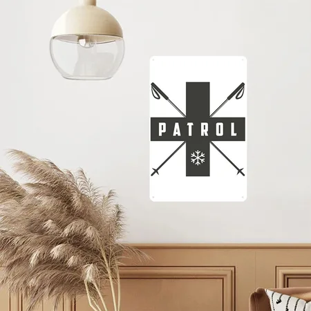 SKI PATROL White Metal Poster Wall Art Decor Sign