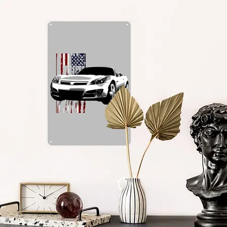 SKY US Heather Grey Metal Poster Wall Art Decor Sign