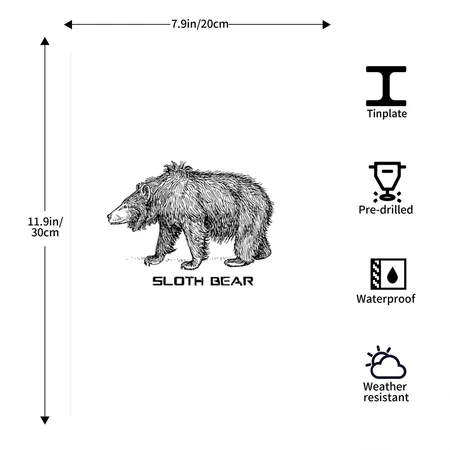 Sloth Bear White/cobalt Blue Metal Poster Wall Art Decor Sign
