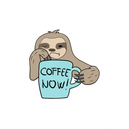 Sloth Coffee Now White Metal Poster Wall Art Decor Sign