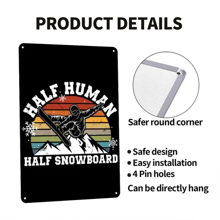 Snowboarding - Winter Snowboard Snowboarder Gift Black Metal Poster Wall Art Decor Sign