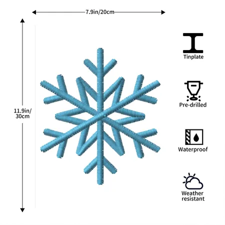 Snowflake Embroidered White/black Metal Poster Wall Art Decor Sign