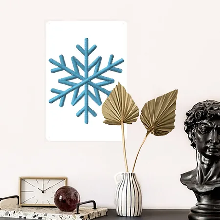 Snowflake Embroidered White/black Metal Poster Wall Art Decor Sign