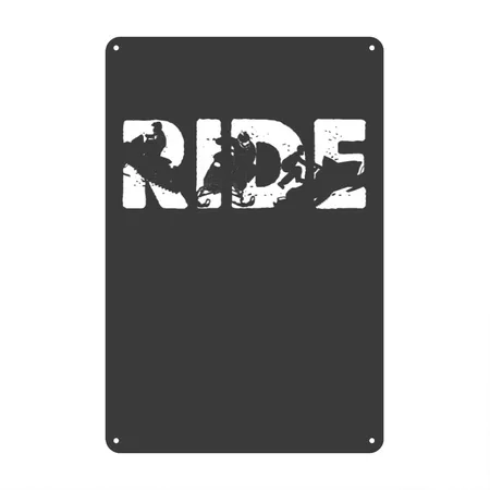 Snowmobile Ride Snowmobiling Silhouette Winter Heather Black Metal Poster Wall Art Decor Sign