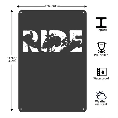 Snowmobile Ride Snowmobiling Silhouette Winter Heather Black Metal Poster Wall Art Decor Sign
