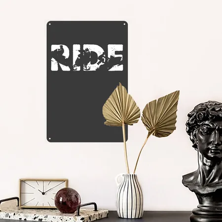 Snowmobile Ride Snowmobiling Silhouette Winter Heather Black Metal Poster Wall Art Decor Sign
