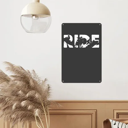 Snowmobile Ride Snowmobiling Silhouette Winter Heather Black Metal Poster Wall Art Decor Sign