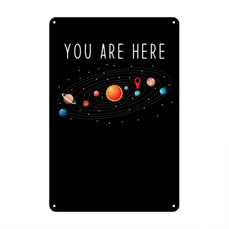 Solar System Black Metal Poster Wall Art Decor Sign