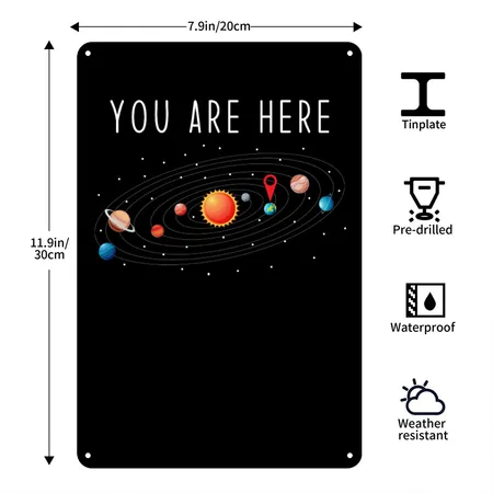 Solar System Black Metal Poster Wall Art Decor Sign