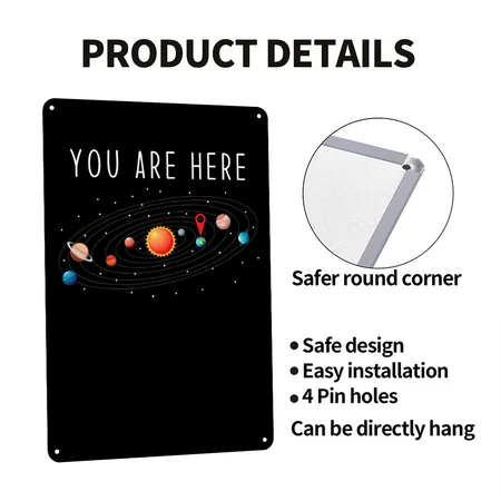 Solar System Black Metal Poster Wall Art Decor Sign