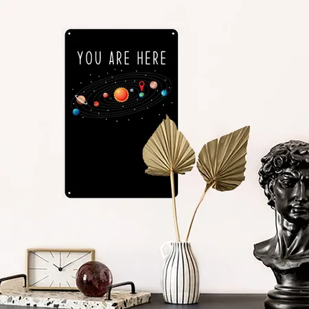 Solar System Black Metal Poster Wall Art Decor Sign