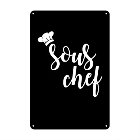 Sous Chef - Chef - Total Basics Black Metal Poster Wall Art Decor Sign