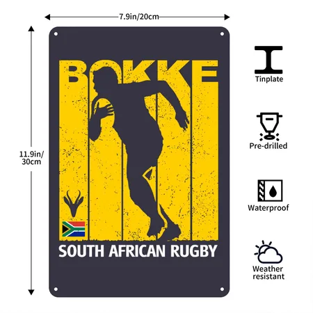South African Rugby Bokke Midnight Navy Metal Poster Wall Art Decor Sign
