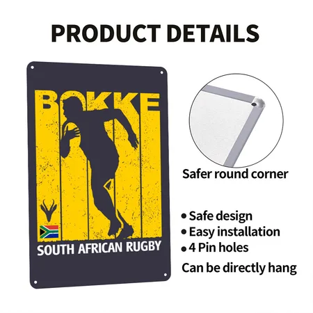 South African Rugby Bokke Midnight Navy Metal Poster Wall Art Decor Sign