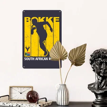 South African Rugby Bokke Midnight Navy Metal Poster Wall Art Decor Sign