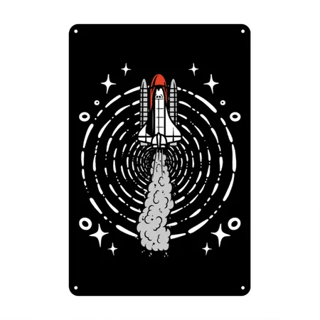 Space Space Ship Space Colonization Black Metal Poster Wall Art Decor Sign