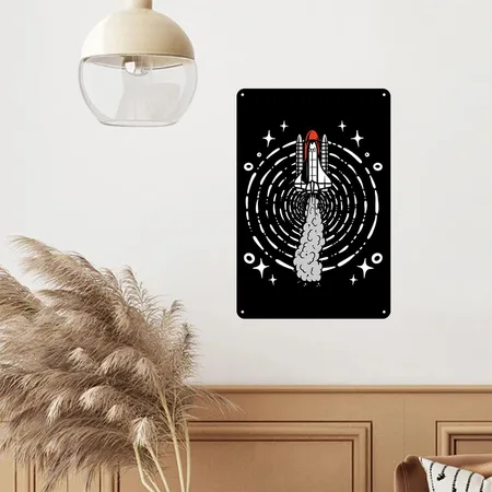Space Space Ship Space Colonization Black Metal Poster Wall Art Decor Sign