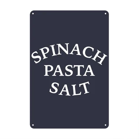 Spinach Pasta Salt Navy/heather Gray Metal Poster Wall Art Decor Sign