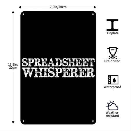 Spreadsheet Whisperer Black Metal Poster Wall Art Decor Sign