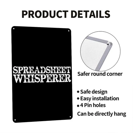 Spreadsheet Whisperer Black Metal Poster Wall Art Decor Sign
