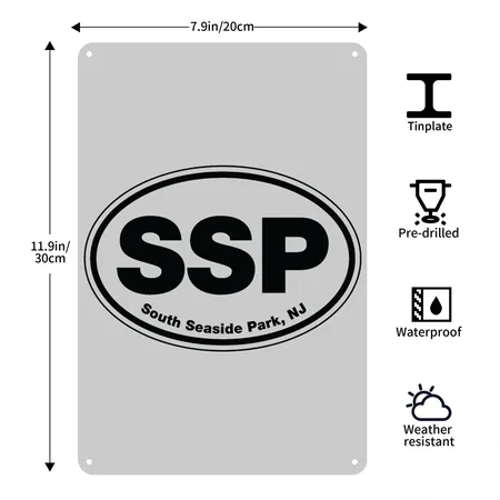 SSP Logo Heather Gray Metal Poster Wall Art Decor Sign