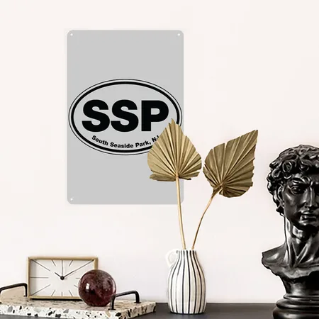 SSP Logo Heather Gray Metal Poster Wall Art Decor Sign