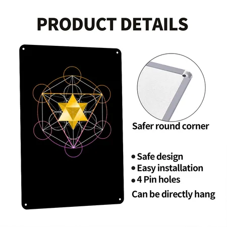 Star Tetrahedron In Metatron Black Metal Poster Wall Art Decor Sign