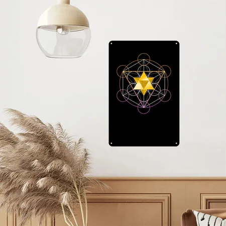 Star Tetrahedron In Metatron Black Metal Poster Wall Art Decor Sign
