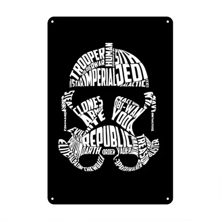 Star Wars Typography Black Metal Poster Wall Art Decor Sign
