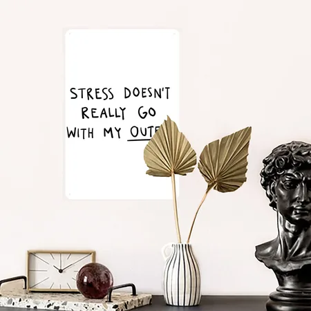 Statement Design Handwriting White Metal Poster Wall Art Decor Sign