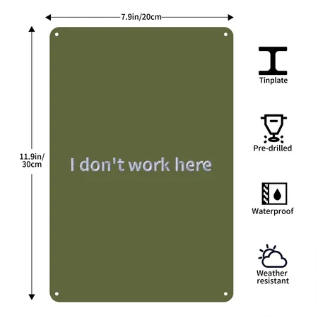 Statement Work Embroidered Olive Green Metal Poster Wall Art Decor Sign
