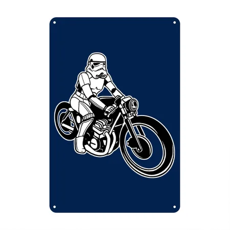 Stormtrooper Motorcycle Navy Metal Poster Wall Art Decor Sign