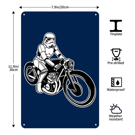 Stormtrooper Motorcycle Navy Metal Poster Wall Art Decor Sign