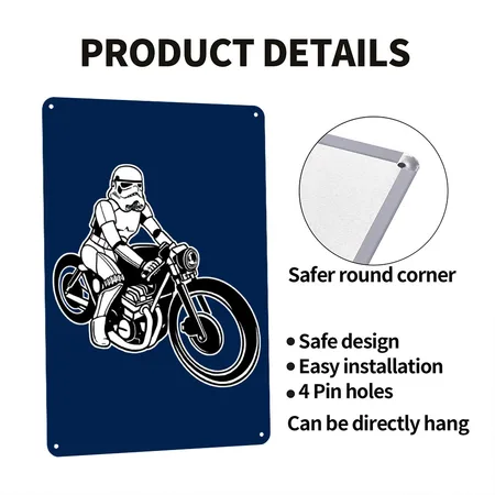 Stormtrooper Motorcycle Navy Metal Poster Wall Art Decor Sign