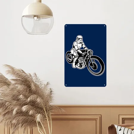 Stormtrooper Motorcycle Navy Metal Poster Wall Art Decor Sign