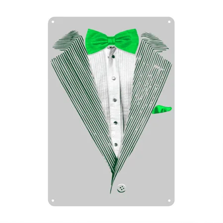 St.patrick's Day Green Tuxedo Costume Heather Gray Metal Poster Wall Art Decor Sign