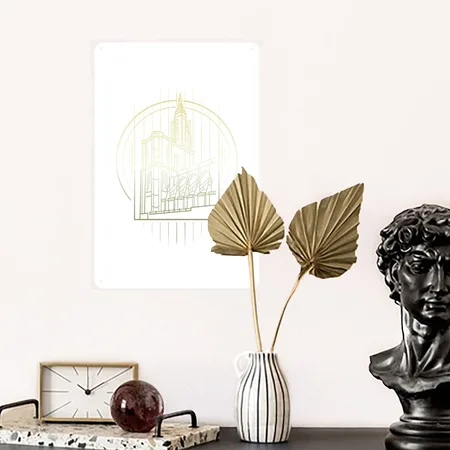 Strasbourg White Metal Poster Wall Art Decor Sign