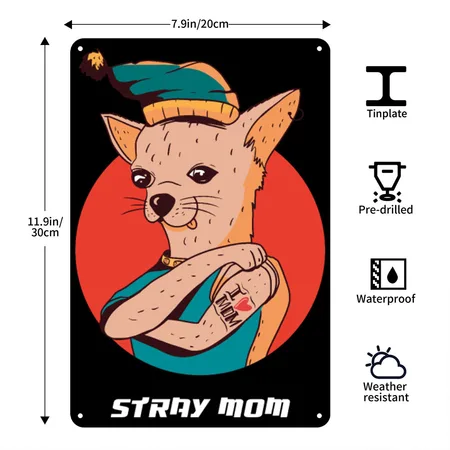 Stray Mom Black/white Metal Poster Wall Art Decor Sign