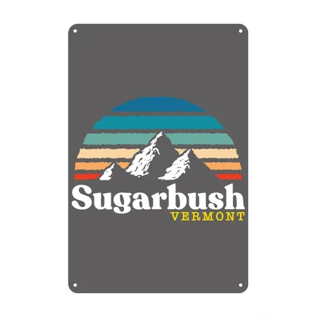 Sugarbush Vermont Usa Ski Resort 1980S Retro Gift Charcoal Grey Metal Poster Wall Art Decor Sign