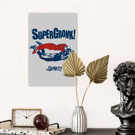 Super Gronk Heather Gray Metal Poster Wall Art Decor Sign