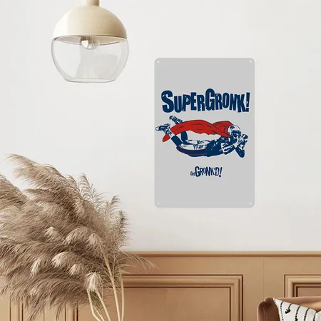 Super Gronk Heather Gray Metal Poster Wall Art Decor Sign