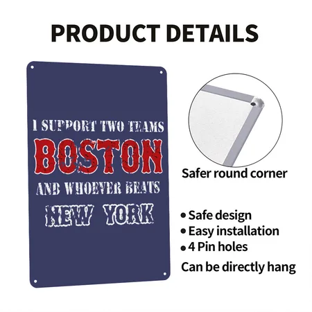 Support Boston And Whoever Beats New York Heather Indigo Metal Poster Wall Art Decor Sign