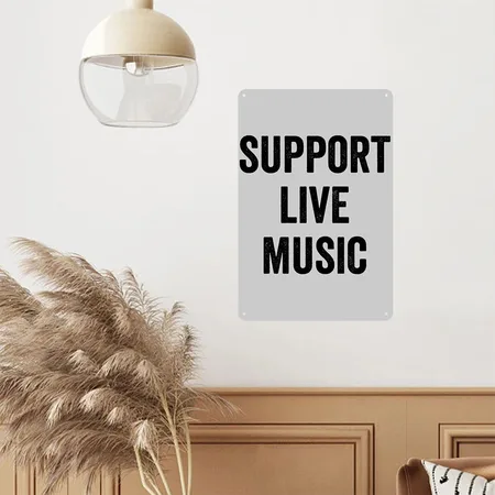 Support Live Music Heather Gray Metal Poster Wall Art Decor Sign