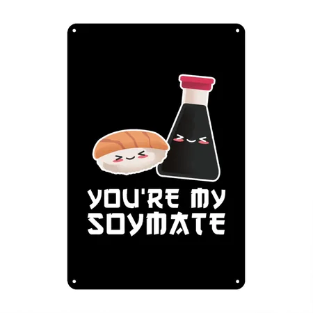 Sushi Japan Tokyo Tofu Miso Soup Gift Black/white Metal Poster Wall Art Decor Sign