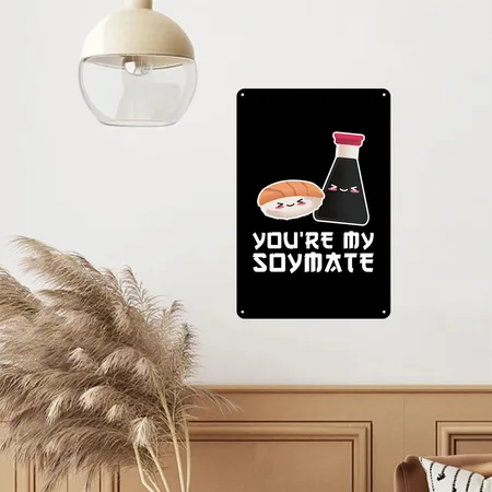 Sushi Japan Tokyo Tofu Miso Soup Gift Black/white Metal Poster Wall Art Decor Sign