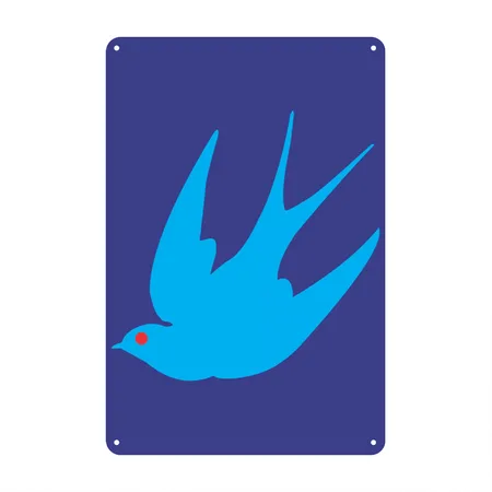 Swallow Bird Royal Blue Metal Poster Wall Art Decor Sign